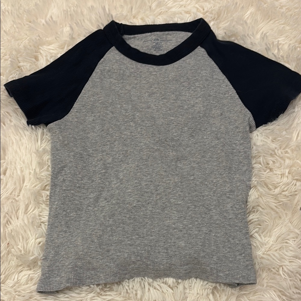 Brandy Melville Gray and Black Short Sleeve Tee